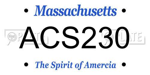 ACS230 Massachusetts License Plate