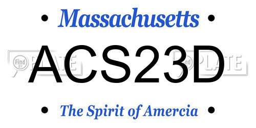 ACS23D Massachusetts License Plate
