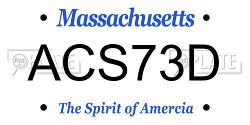ACS73D Massachusetts License Plate
