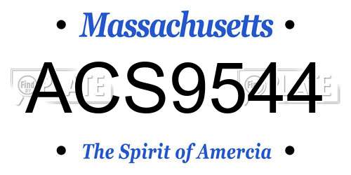 ACS9544 Massachusetts License Plate