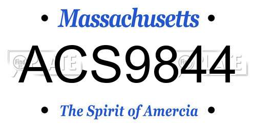 ACS9844 Massachusetts License Plate