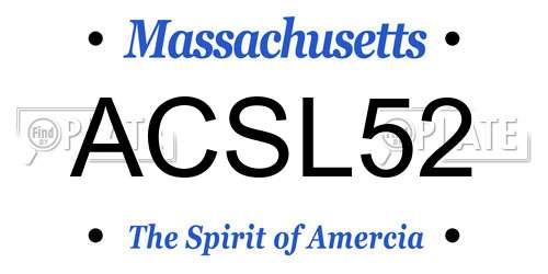 ACSL52 Massachusetts License Plate