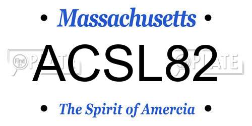 ACSL82 Massachusetts License Plate