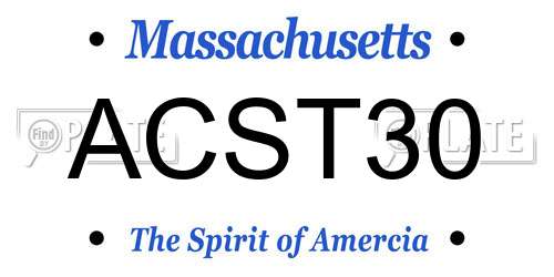 ACST30 Massachusetts License Plate