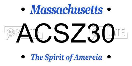 ACSZ30 Massachusetts License Plate
