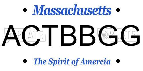 ACTBBGG Massachusetts License Plate
