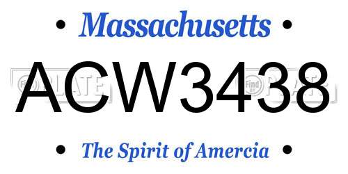 ACW3438 Massachusetts License Plate