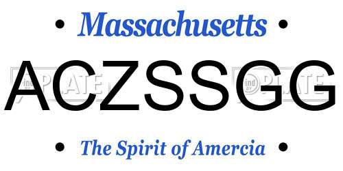 ACZSSGG Massachusetts License Plate