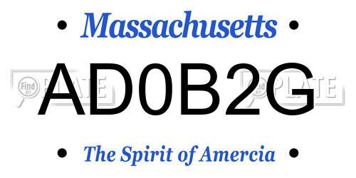 AD0B2G Massachusetts License Plate