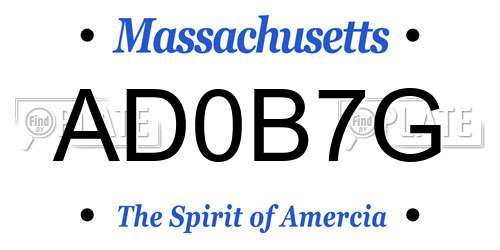AD0B7G Massachusetts License Plate