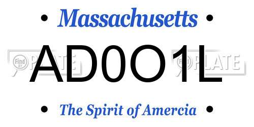 AD0O1L Massachusetts License Plate