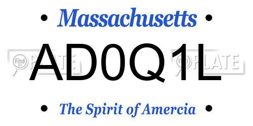 AD0Q1L Massachusetts License Plate