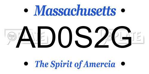 AD0S2G Massachusetts License Plate