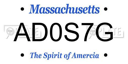 AD0S7G Massachusetts License Plate