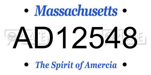 AD12548 Massachusetts License Plate