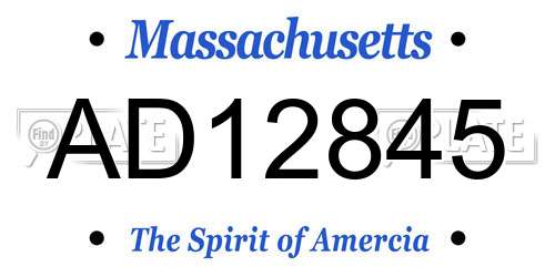 AD12845 Massachusetts License Plate