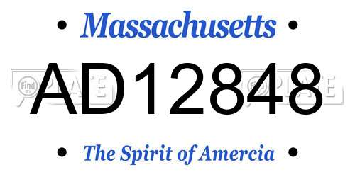 AD12848 Massachusetts License Plate
