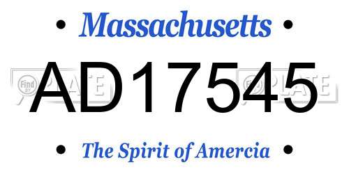 AD17545 Massachusetts License Plate