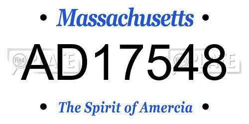 AD17548 Massachusetts License Plate