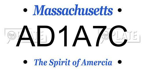AD1A7C Massachusetts License Plate