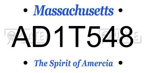 AD1T548 Massachusetts License Plate