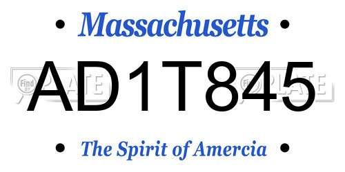 AD1T845 Massachusetts License Plate