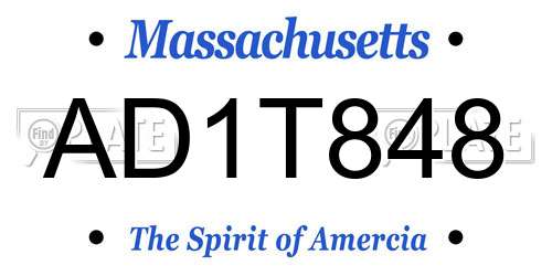AD1T848 Massachusetts License Plate