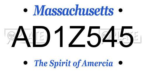 AD1Z545 Massachusetts License Plate