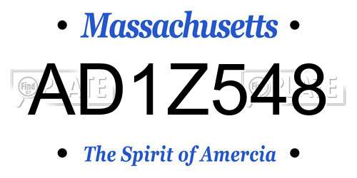 AD1Z548 Massachusetts License Plate