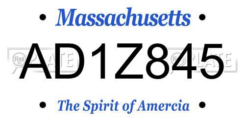 AD1Z845 Massachusetts License Plate