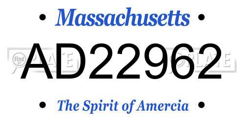 AD22962 Massachusetts License Plate