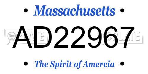 AD22967 Massachusetts License Plate