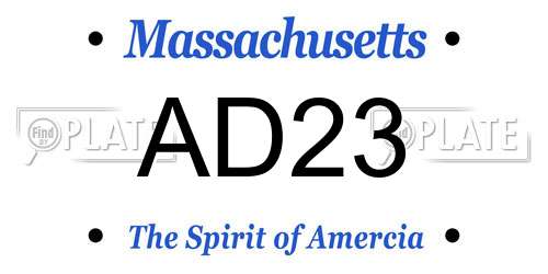 AD23 Massachusetts License Plate