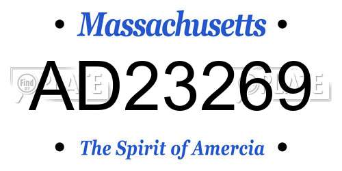AD23269 Massachusetts License Plate