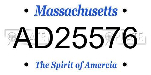 AD25576 Massachusetts License Plate
