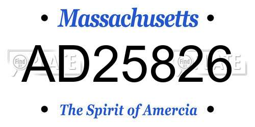 AD25826 Massachusetts License Plate