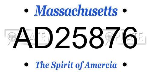 AD25876 Massachusetts License Plate