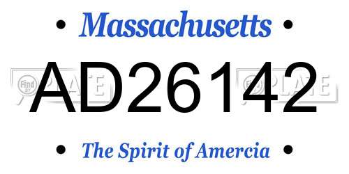 AD26142 Massachusetts License Plate