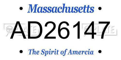 AD26147 Massachusetts License Plate