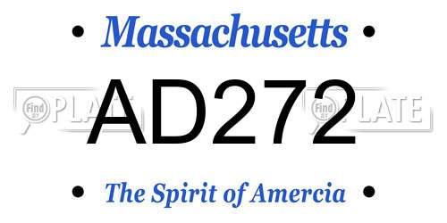 AD272 Massachusetts License Plate