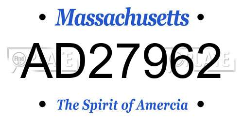 AD27962 Massachusetts License Plate