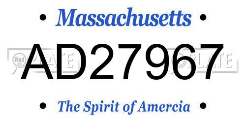 AD27967 Massachusetts License Plate