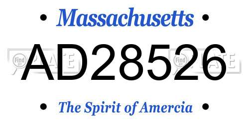 AD28526 Massachusetts License Plate