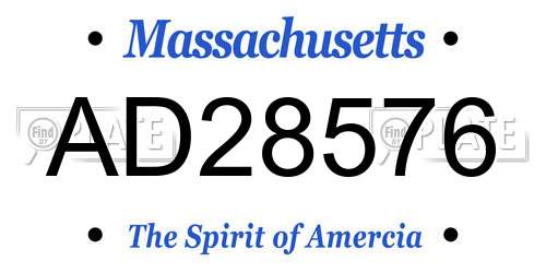 AD28576 Massachusetts License Plate
