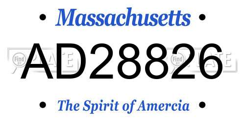 AD28826 Massachusetts License Plate