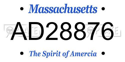 AD28876 Massachusetts License Plate