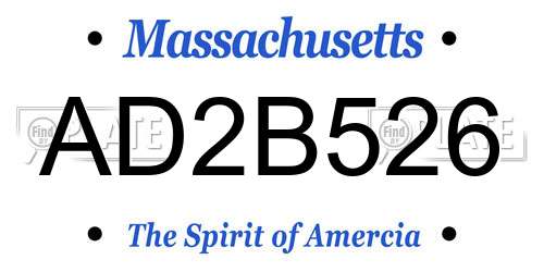 AD2B526 Massachusetts License Plate
