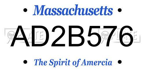 AD2B576 Massachusetts License Plate
