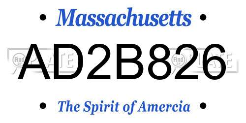 AD2B826 Massachusetts License Plate
