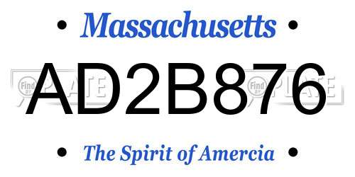 AD2B876 Massachusetts License Plate